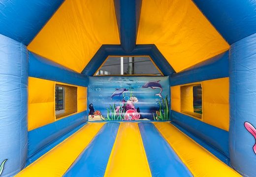 Buy standard shark bounce houses with a 3D object on top for kids. Order bounce houses online at JB Inflatables America