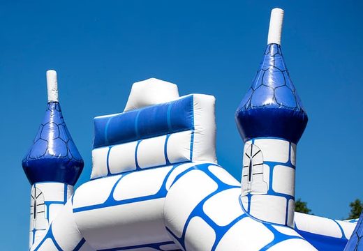 Order standard blue castle bouncers with a knight theme for children. Buy bouncers online at JB Inflatables America