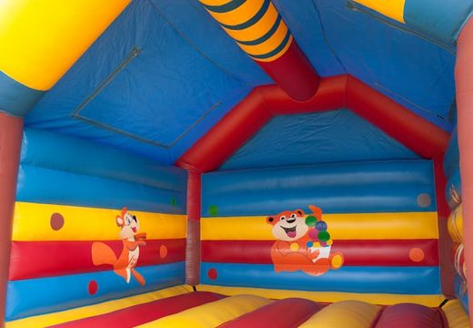 Big super bouncer covered with cheerful animations in monkey theme for children. Order bouncers online at JB Inflatables America 