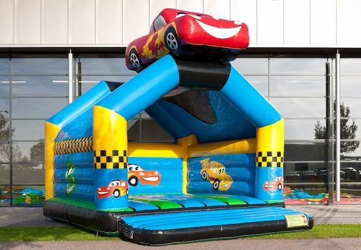 Buy a super bounce house covered with cheerful animations in car theme for children. Order bounce houses online at JB Inflatables America 