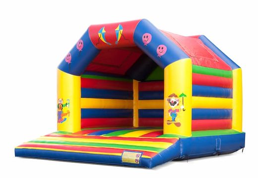 Big bounce house with roof in circus theme for kids. Order bounce houses at JB Inflatables America online