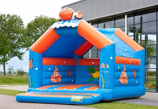 Super bounce house with roof in clownfish nemo theme for kids. Buy bounce houses online at JB Inflatables America