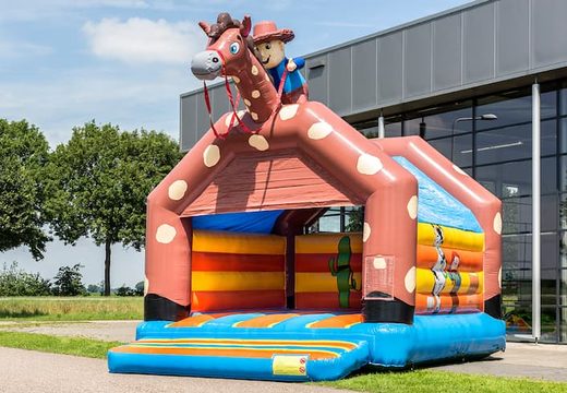 Buy big bouncers with roof in cowboy theme for kids. Order bouncers online at JB Inflatables America 