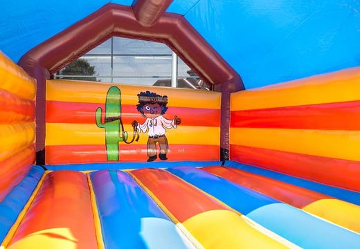 Big inflatable bounce house with roof in cowboy theme to buy for kids. Order bounce houses online at JB Inflatables America 