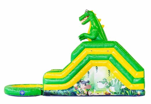 Buy a water slide bounce house with a 3D object of a large dinosaur on top at JB Inflatables America. Order bounce houses online at JB Inflatables America now