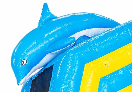 Buy a water slide bouncer with a 3D object of a large dolphin on top at JB Inflatables America. Order bouncers online at JB Inflatables America now