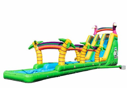 Order Drop & Slide Jungle bounce house with double slide for children. Buy bounce houses online at JB Inflatables America