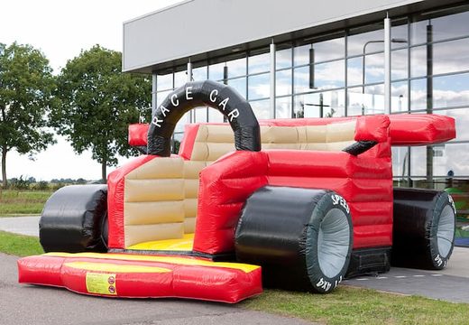 Buy a super bouncer in the shape of a real formula 1 racing car for children. Order bouncers online at JB Inflatables America 