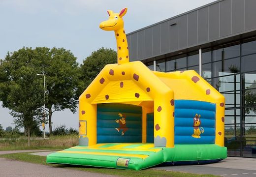 Super bounce house with roof in giraffe theme for kids. Buy bounce houses online at JB Inflatables America