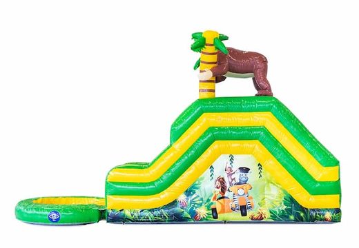 Buy a water slide bounce house in jungle theme with a 3D object of a gorilla at JB Inflatables America. Order bounce houses online at JB Inflatables America
