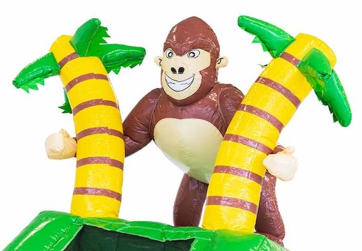 Order a water slide bounce house in jungle theme with a 3D object of a gorilla at JB Inflatables America. Buy bounce houses online at JB Inflatables America