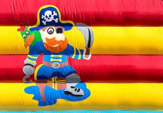 Pirate super bounce house with cheerful animations for kids.  Buy bounce houses online at JB Inflatables America