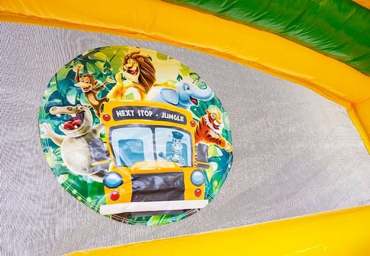 Waterslide bounce house in jungle theme with a 3D object of a large gorilla on top at JB Inflatables America. Buy bounce houses online now at JB Inflatables America
