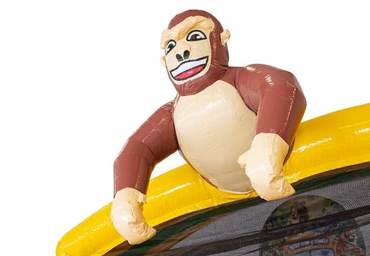 Multiplay splashy slide jungle bounce house with a 3D object of a large gorilla on top for kids at JB Inflatables America. Buy bounce houses online at JB Inflatables America