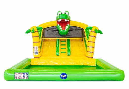Order Splashy slide crocodile bouncer with connectable bath at JB Inflatables America. Buy inflatable bouncers online at JB Inflatables America