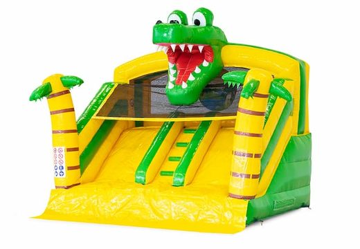 Buy splashy slide crocodile bounce house with connectable bath at JB Inflatables America. Order bounce houses online at JB Inflatables America