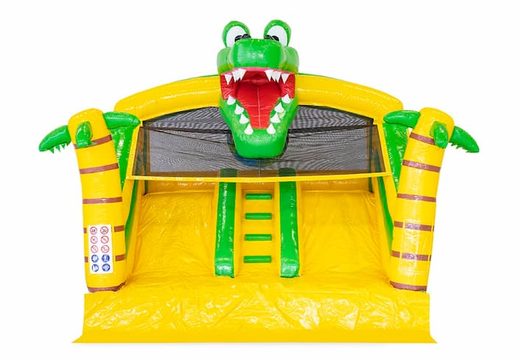 Buy crocodile themed multiplay inflatable bounce house with connectable bath for children at JB Inflatables America. Order bounce houses online at JB Inflatables America