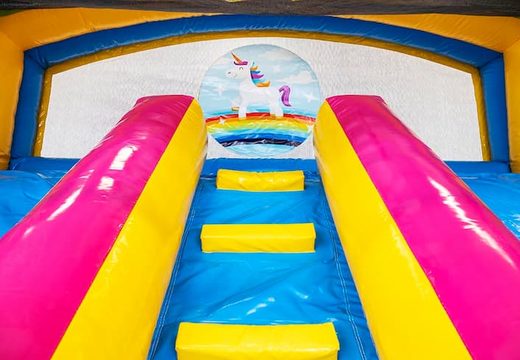 Buy splashy slide unicorn bouncer for children at JB Inflatables America. Order bouncers online at JB Inflatables America