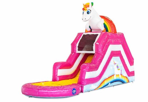 Buy covered inflatable water slide multiplay bounce house in theme unicorn for children at JB Inflatables America. Buy bounce houses online at JB Inflatables America