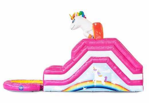 Order water slide bounce house in unicorn theme with or without bath at JB Inflatables America. Buy bounce houses online at JB Inflatables America