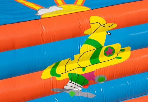 Super bounce house for sale in airplane theme for kids.  Order bounce houses online at JB Inflatables America 