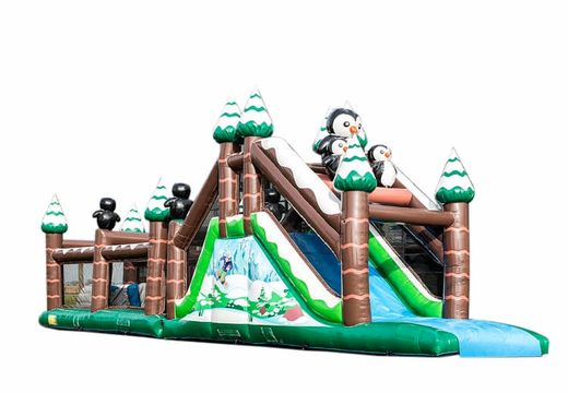 Get your unique 17 meter wide winter themed inflatable obstacle course for kids now. Order inflatable obstacle courses at JB Inflatables America