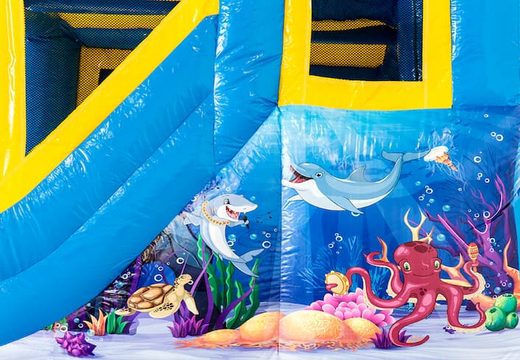 Order a small indoor inflatable multiplay bouncer in the ocean theme for children. Buy inflatable bouncers online at JB Inflatables America