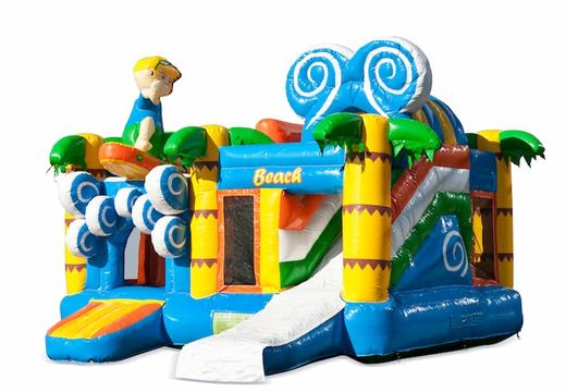 Buy indoor inflatable multiplay bounce house in theme beach beach with slide for children. Order inflatable bounce houses online at JB Inflatables America