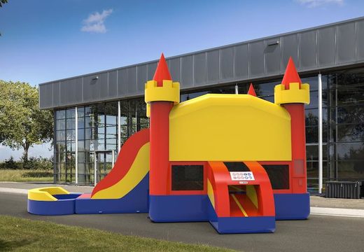 Buy inflatable unique leftside climb & slide combo 13ft jumper basic bouncy castle in colors A for both young and old. Order inflatable bouncy castles online for sale at JB Inflatables America