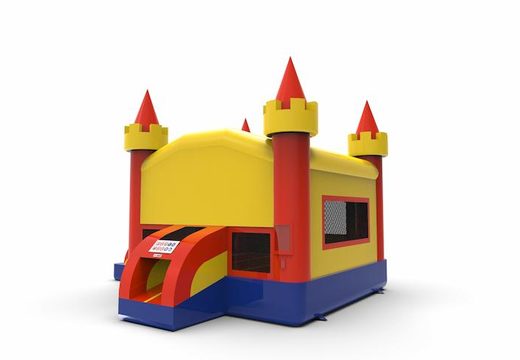 Buy a leftside climb & slide combo 13ft basic inflatable bouncy castle in colors blue-red&yellow for both young and old. Order inflatable bouncy castles online at JB Inflatables America