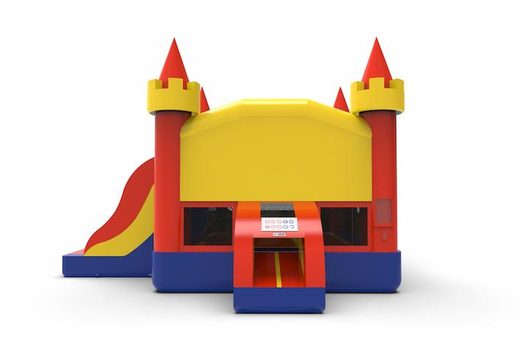 Buy inflatable leftside climb & slide combo 13ft jumper basic bounce house in colors blue-red&yellow for both young and old. Order inflatable commercial bounce houses online at JB Inflatables America