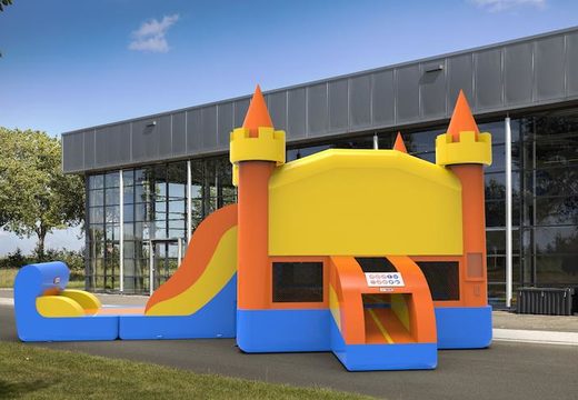 Buy inflatable unique leftside climb & slide combo 13ft jumper basic bounce house in colors C for both young and old. Order inflatable wholesale moonwalks online at JB Inflatables America