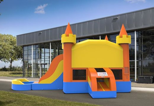 Order unique inflatable leftside climb & slide combo 13ft jumper basic inflatable bouncy castle in colors blue-yellow&orange for both young and old. Buy inflatable bouncy castles online for sale at JB Inflatables America