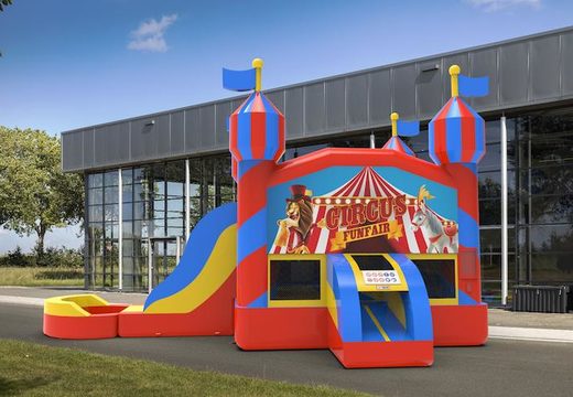 Buy inflatable unique leftside climb & slide combo 13ft bounce house in theme carnival game for both young and old. Order inflatable bounce houses online at JB Inflatables America