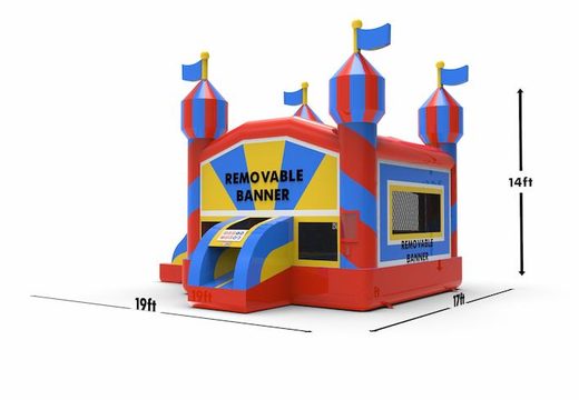 Buy a leftside climb & slide combo 13ft inflatable bounce house in a carnival game theme for both young and old. Order inflatable bounce houses online at JB Inflatables America