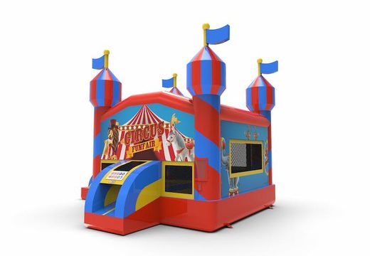 Order unique inflatable leftside climb & slide combo 13ft  bounce house in carnival game theme for both young and old. Buy inflatable bounce houses online at JB Inflatables America