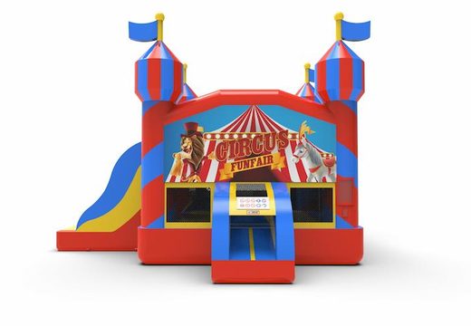 Buy an inflatable leftside climb & slide combo 13ft bounce house in theme carnival game. Order inflatable bounce houses online at JB Inflatables America