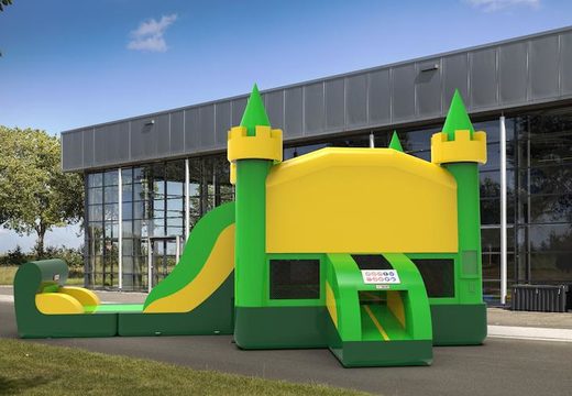 Buy inflatable unique leftside climb & slide combo 13ft jumper basic bounce house in colors B for both young and old. Order inflatable wholesale bounce houses online at JB Inflatables America