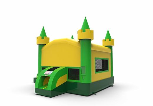 Buy a leftside climb & slide combo 13ft basic inflatable bounce house in colors green and yellow for both young and old. Order inflatable bouncers online at JB Inflatables America