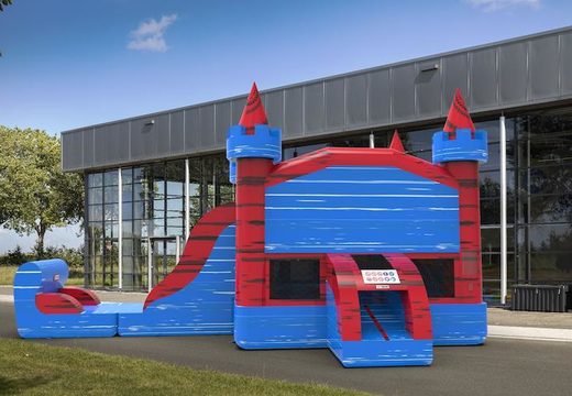 Buy leftside climb & slide combo 13ft inflatable bounce house in theme marble in colors blue&red for both young and old. Order inflatable wholesale bounce houses online at JB Inflatables America