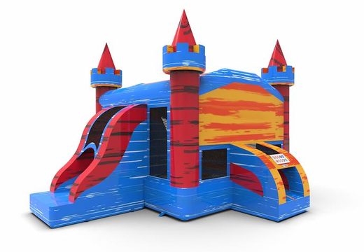 Order an inflatable leftside climb & slide combo 13ft bounce house in theme marble in colors blue-red and orange. Buy inflatable wholesale bounce houses online at JB Inflatables America