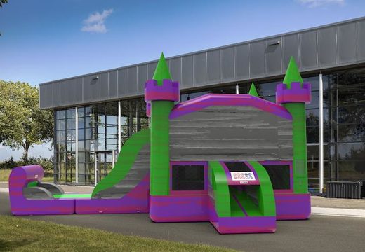 Order a leftside climb & slide combo 13ft inflatable bounce house in theme marble in colors purple-gray&green for both young and old. Buy inflatable wholesale bounce houses online at JB Inflatables America