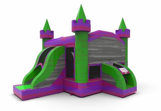 Inflatable unique leftside climb & slide combo 13ft bounce house in theme marble in colors purple-gray&green for both young and old. Order inflatable bounce houses online at JB Inflatables America