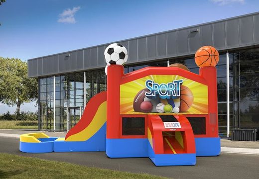 Buy an inflatable leftside climb & slide combo 13ft bounce house in theme sports. Order inflatable moonwalks online at JB Inflatables America