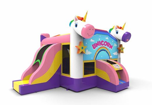 Order an inflatable leftside climb & slide 13ft bounce house in theme unicorn. Buy inflatable bounce houses online at JB Inflatables America