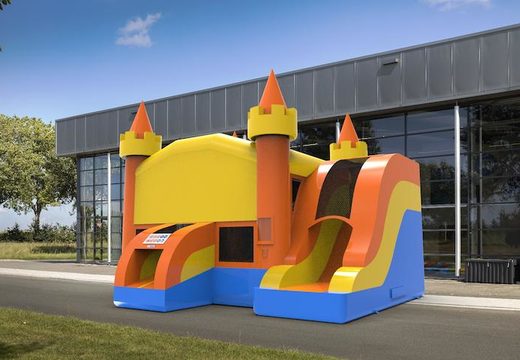 Unique rightside slide dropslide combo 13ft basic inflatable bounce house in colors C for both young and old. Buy inflatable wholesale bounce houses online at JB Inflatables America