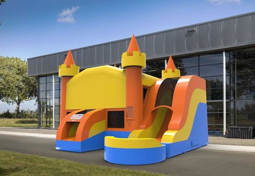 Buy inflatable unique rightside slide dropslide combo 13ft jumper basic bounce house in colors C for both young and old. Order inflatable wholesale moonwalks online at JB Inflatables America