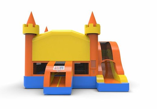 Order a rightside slide dropslide combo basic 13ft inflatable bounce house in colors blue-yellow&orange for both young and old. Buy inflatable bouncy castles online at JB Inflatables America, professional in inflatables making