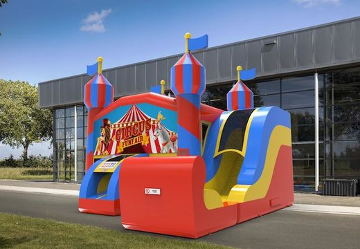 Buy inflatable unique rightside slide dropslide combo 13ft bounce house in theme carnival game for both young and old. Order inflatable bounce houses online at JB Inflatables America