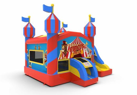 Buy an inflatable rightside slide dropslide combo 13ft bounce house in theme carnival game. Order inflatable bounce houses online at JB Inflatables America